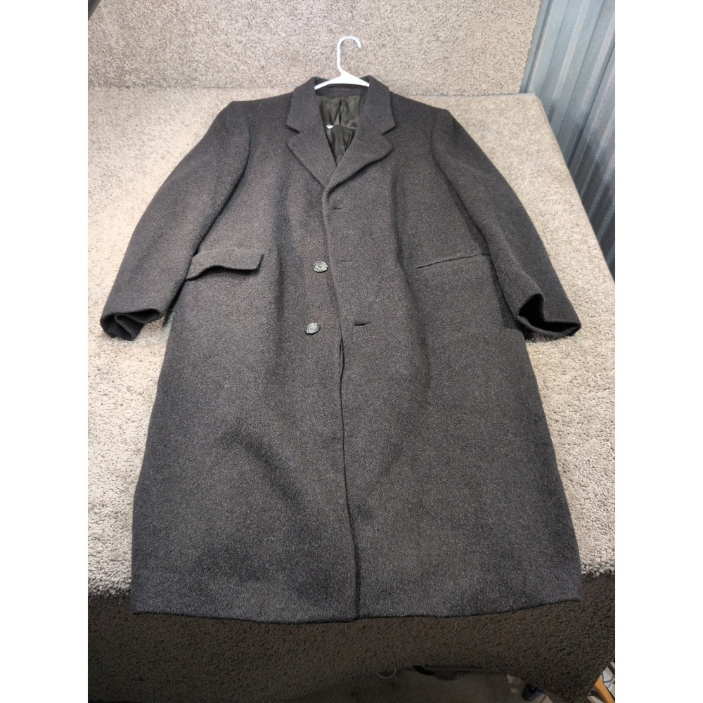 Nino Cerruti Cashmere Wool Blend Overcoat Mens Charcoal Grey Italian Fabric Coat